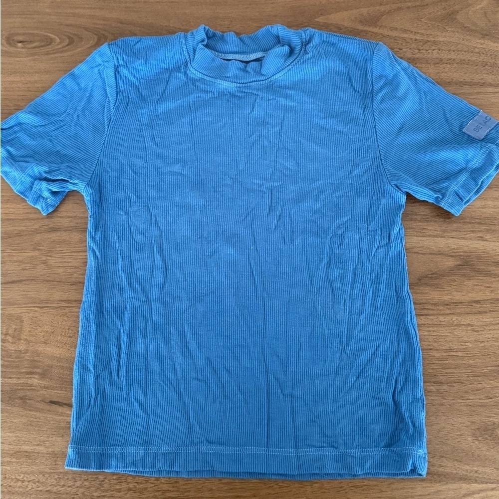 SET Active Short Sleeve Ribbed Tee in Bright Blue